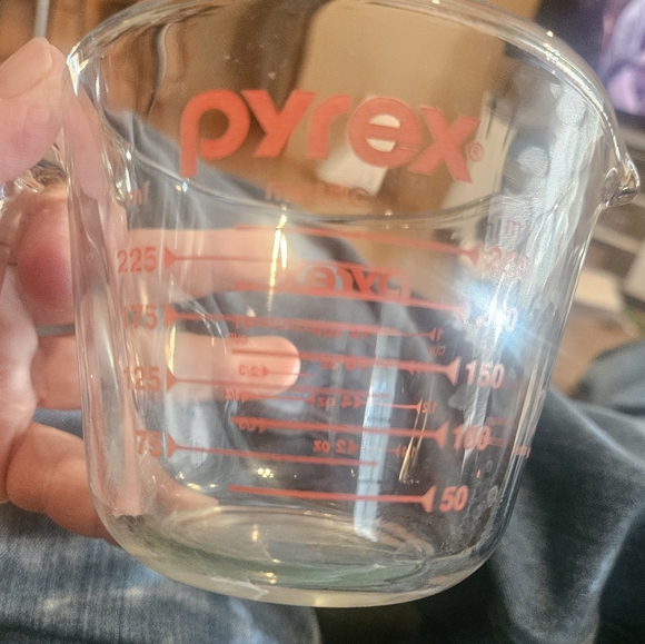 Pyrex Other - Pyrex Clear Glass Cup with Red Markings